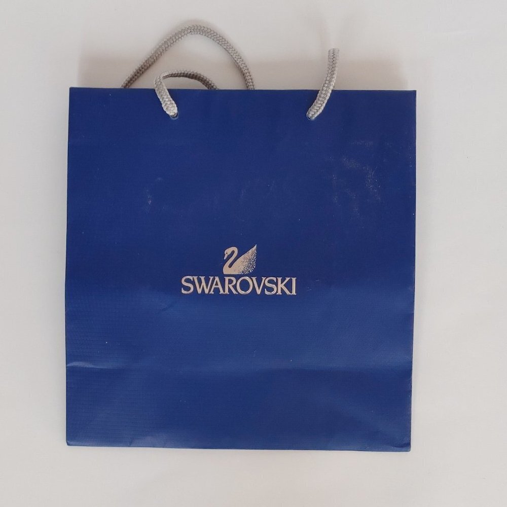 SWAROVSKI Crystal Shopper Tote Blue Bag Silver Rope Handle